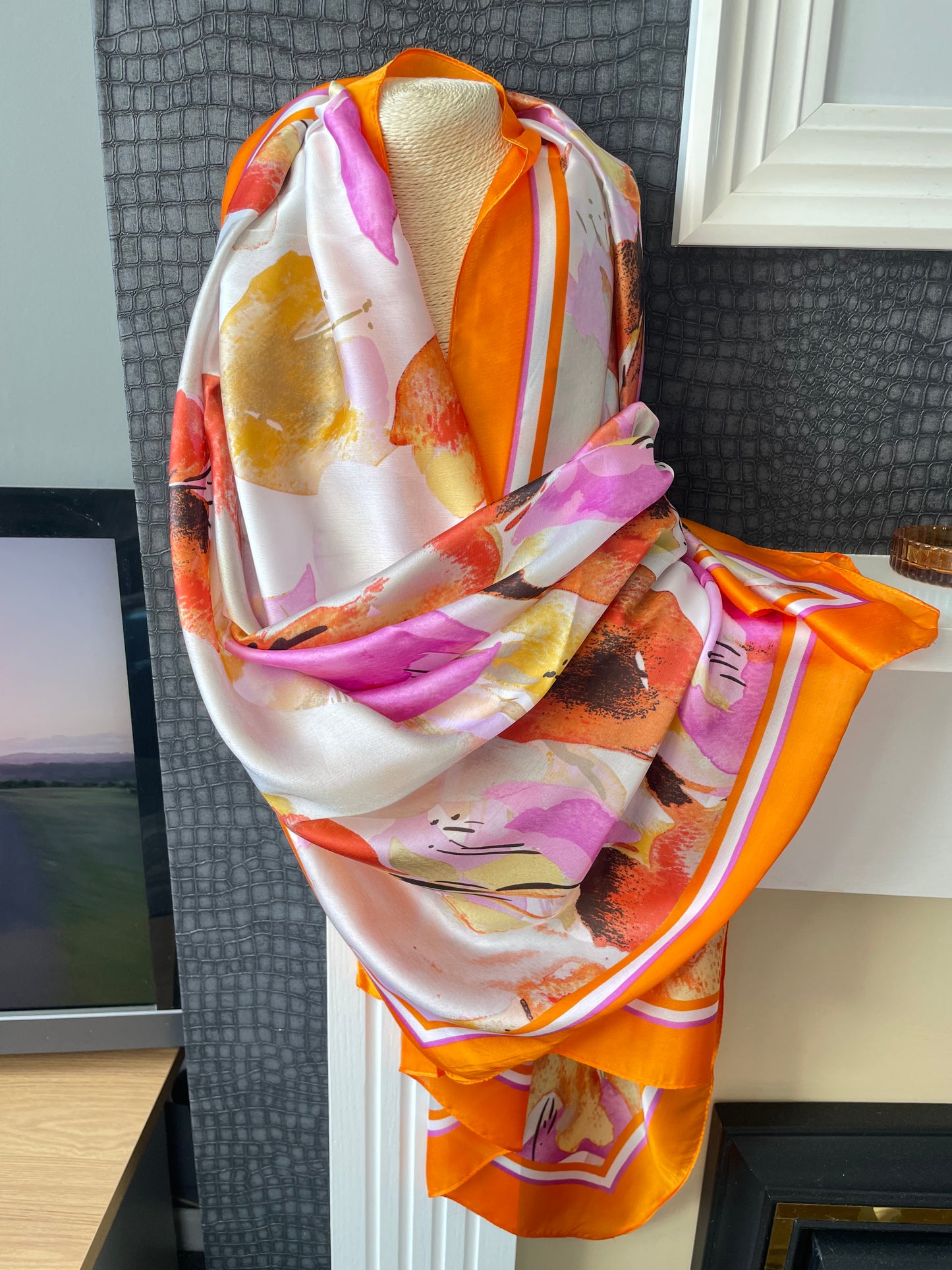 ORANGE SILK MIX SARONG/SCARF