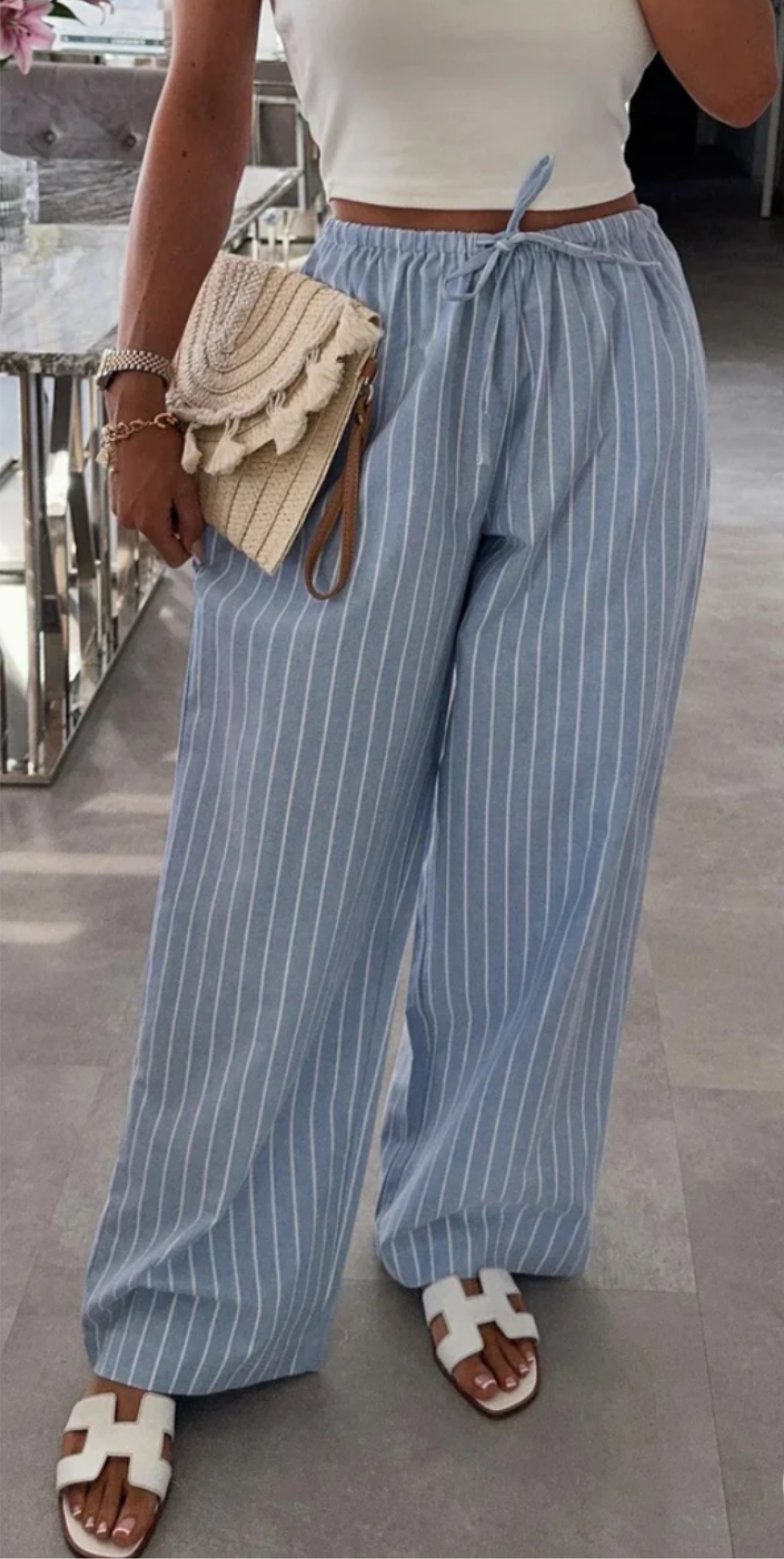 THE STRIPE TROUSER - LIGHT BLUE