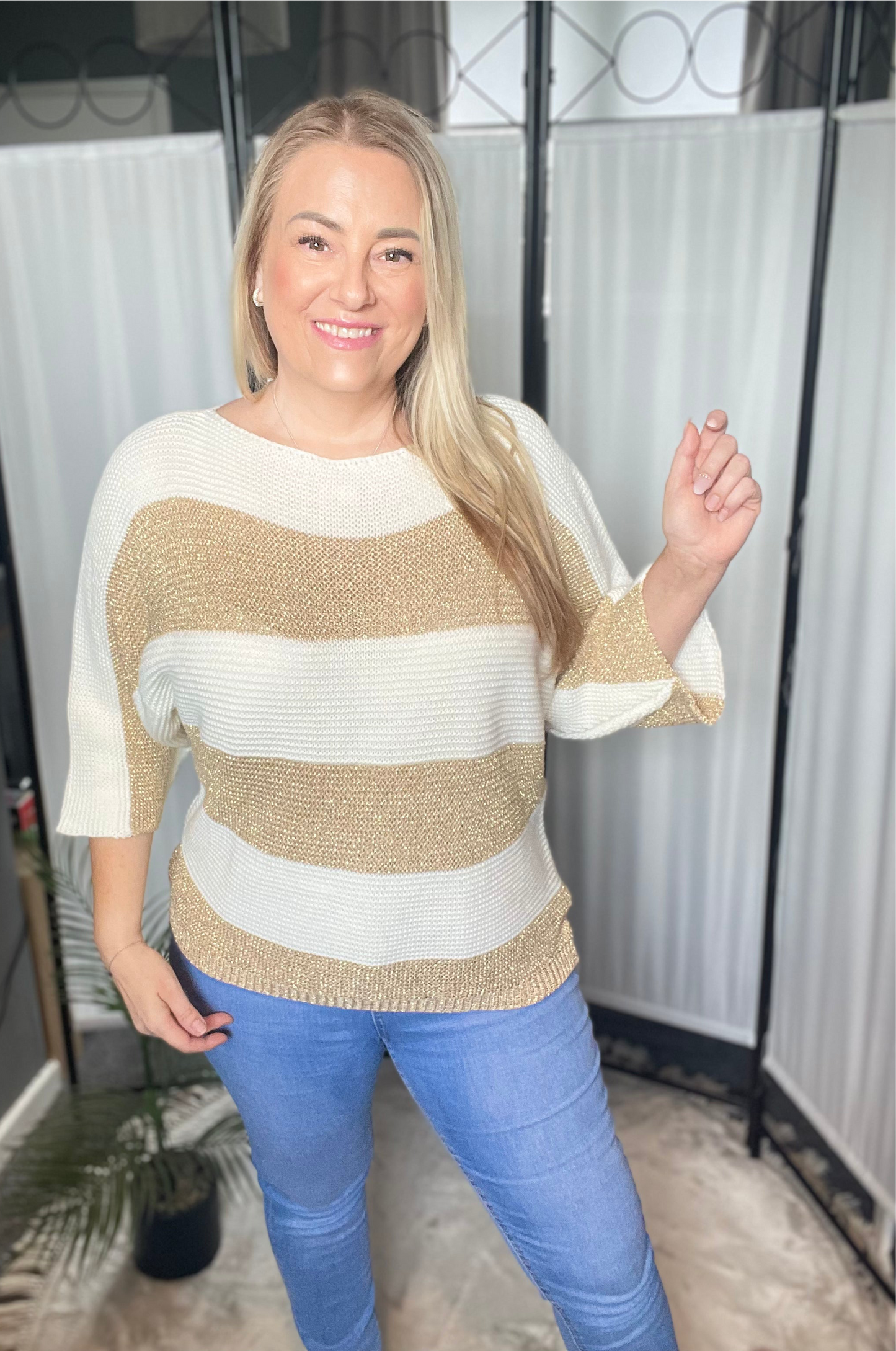 THE CREAM AND GOLD SHIMMER JUMPER