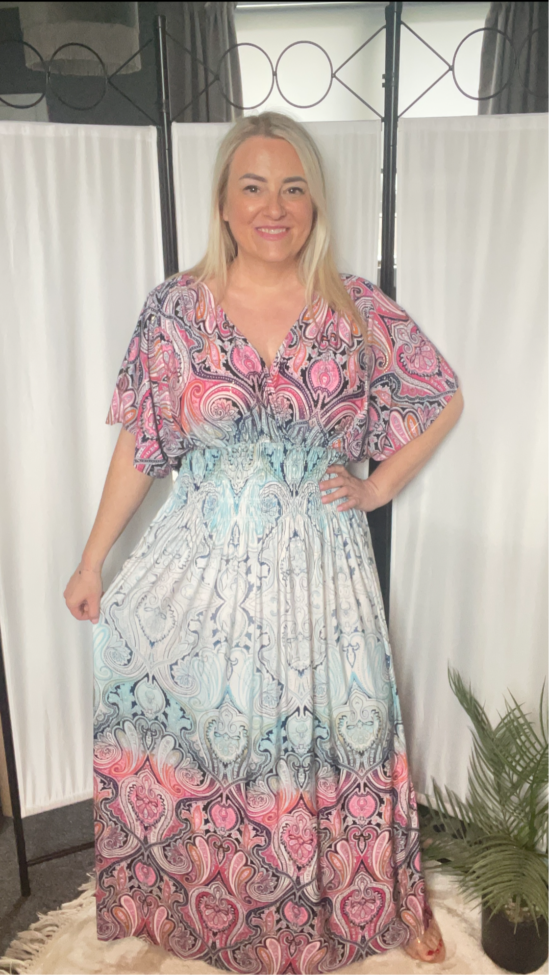 THE MOROCCAN MAXI DRESS - PINK/AQUA