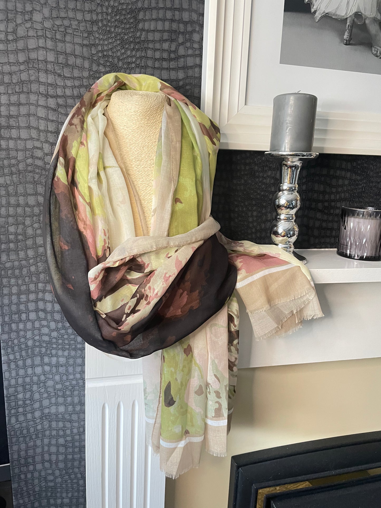GREEN AND BROWN SARONG/SCARF