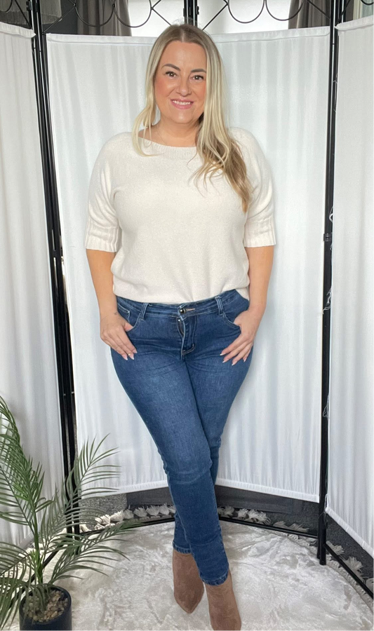 THE BILLIE SHORT SLEEVE JUMPER - CREAM