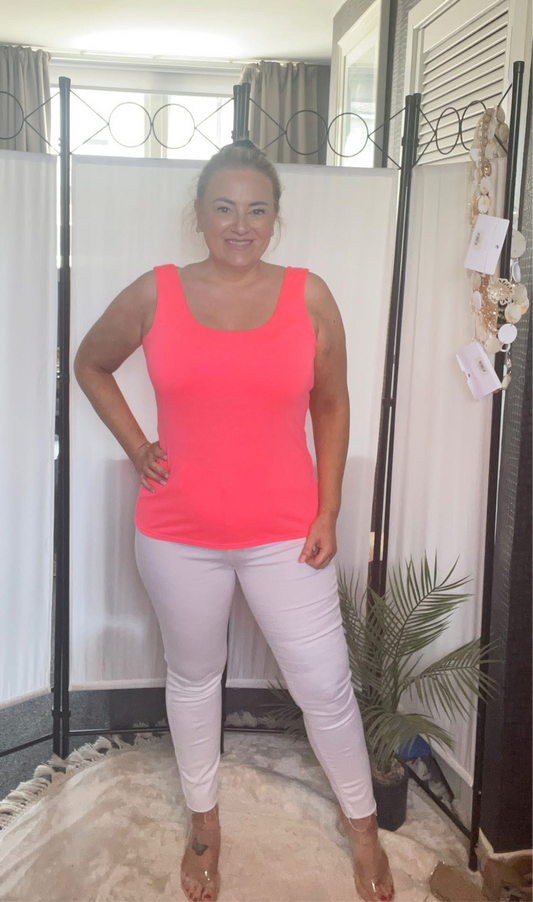 THE DOUBLE LAYERED VEST TOP - NEON PINK (STANDARD)