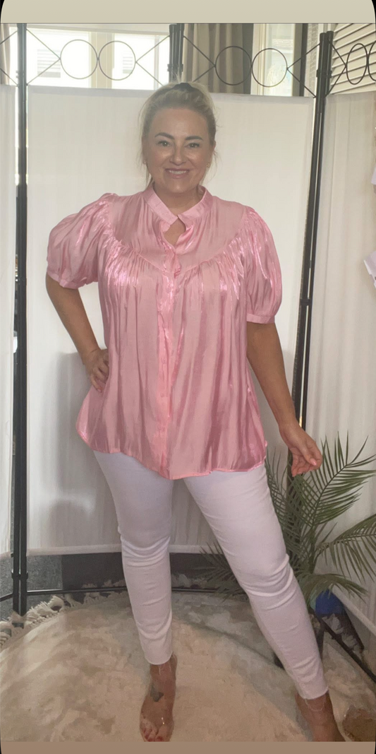 THE BAILEY HIGH SHINE BLOUSE - PINK