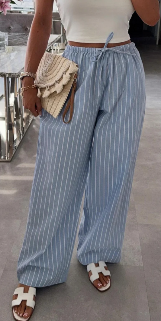THE STRIPE TROUSER - LIGHT BLUE