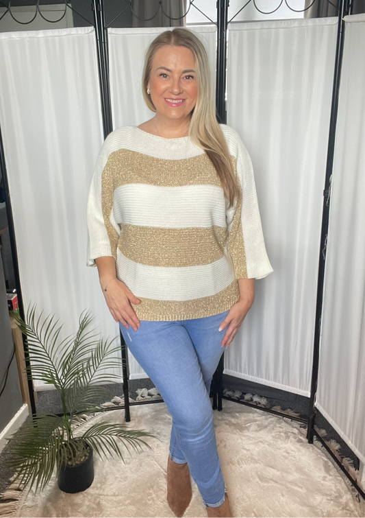 THE CREAM AND GOLD SHIMMER JUMPER