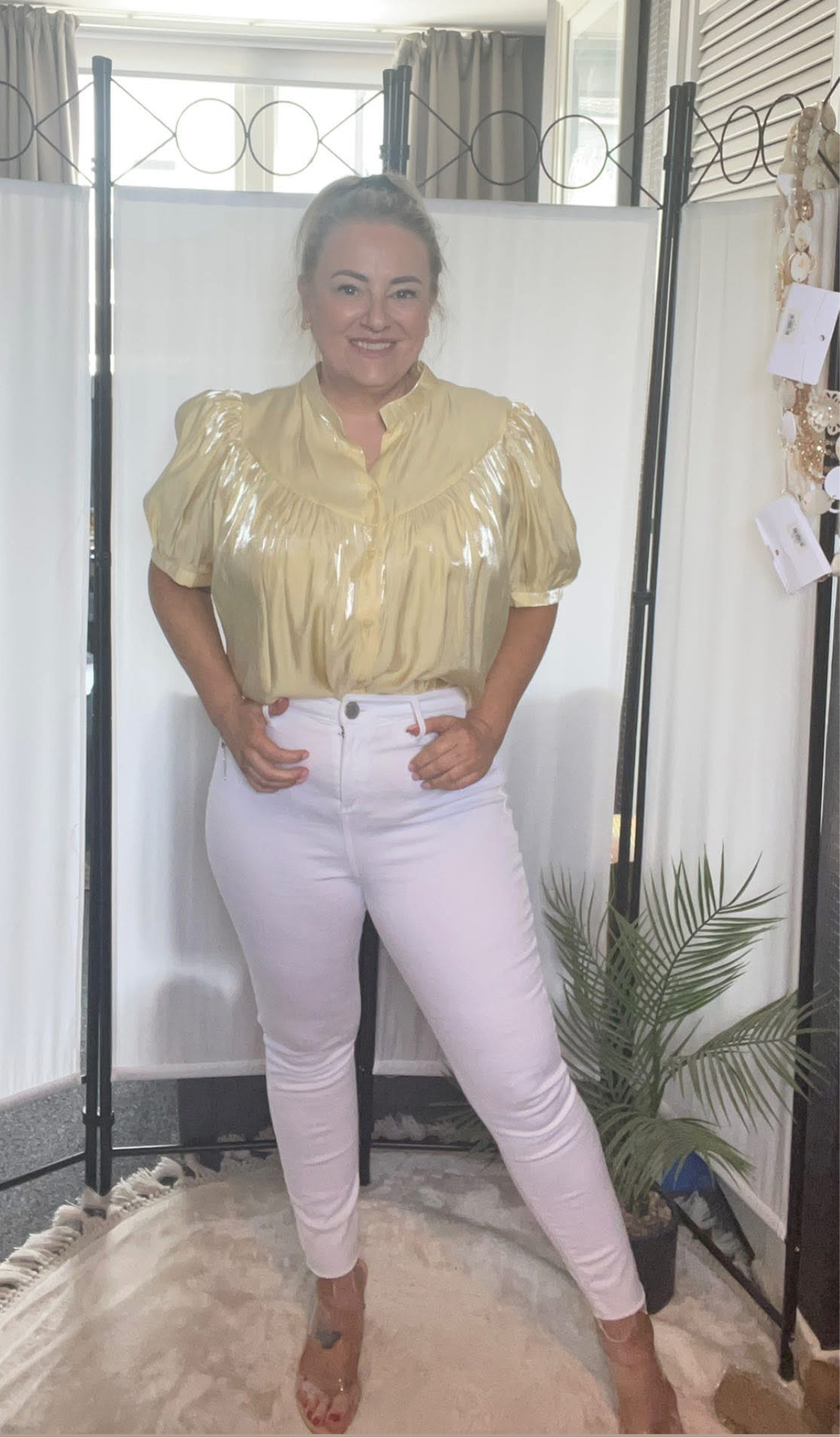 THE BAILEY HIGH SHINE BLOUSE - LEMON