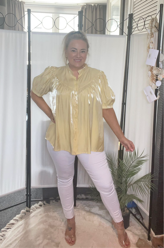 THE BAILEY HIGH SHINE BLOUSE - LEMON