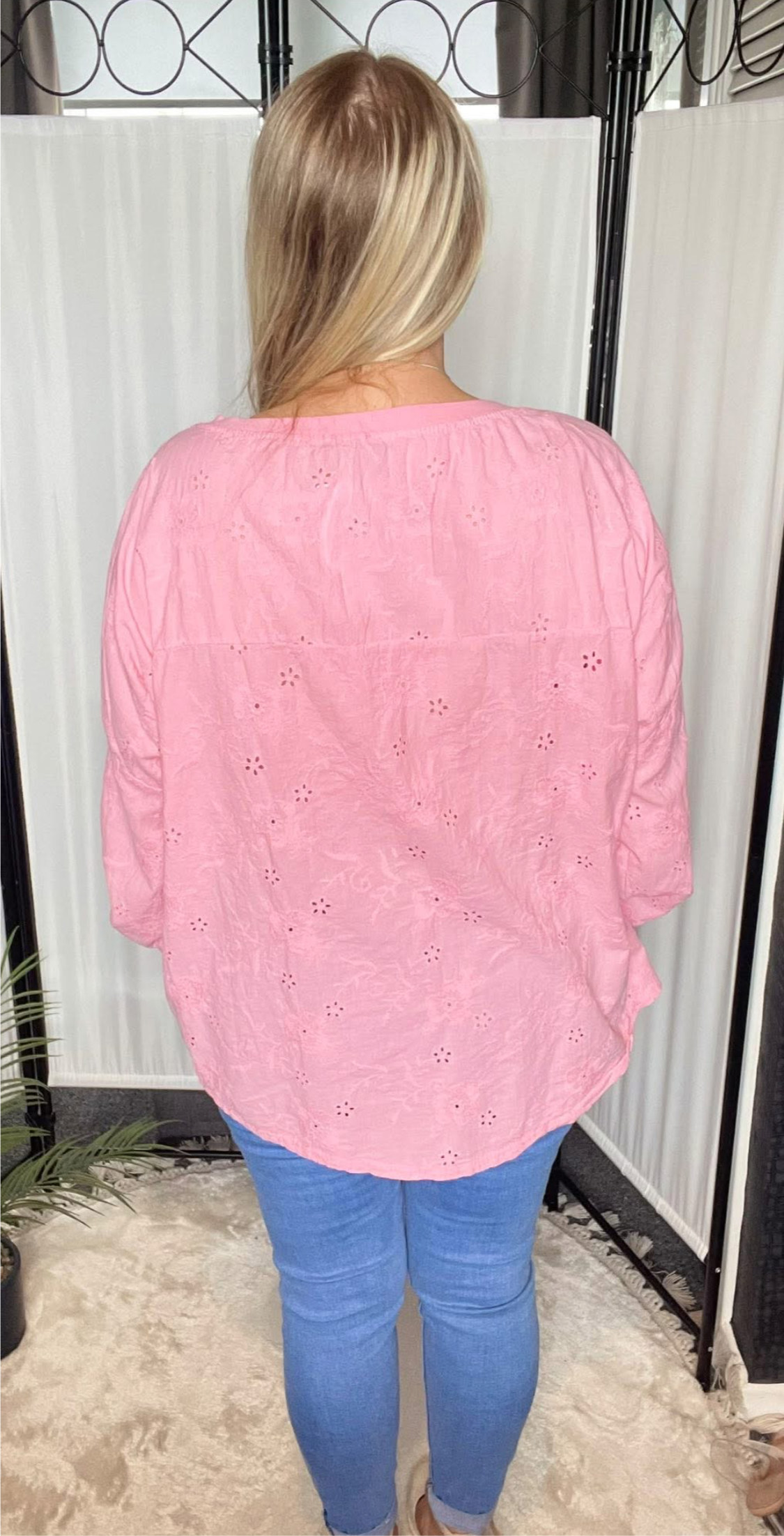 THE NADIA EMBROIDERED BOW TOP - PINK