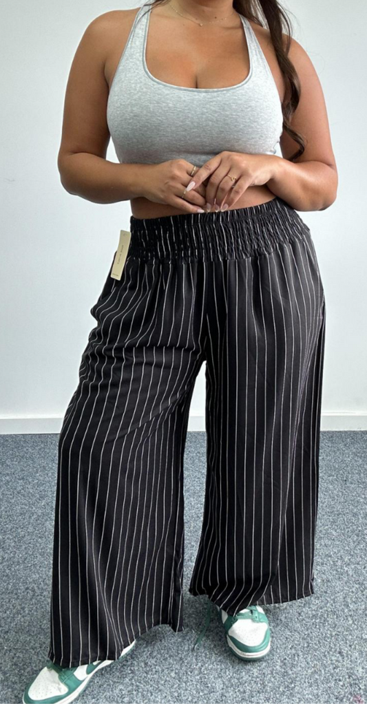 THE STRIPY TROUSER - BLACK/WHITE (CURVE)