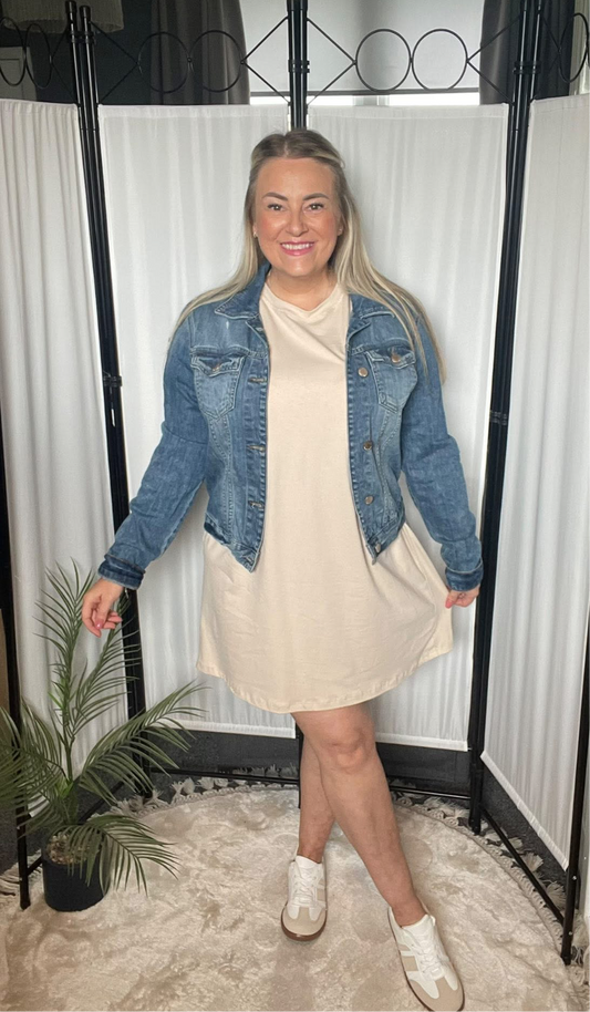 THE BECKIE T-SHIRT DRESS - BEIGE