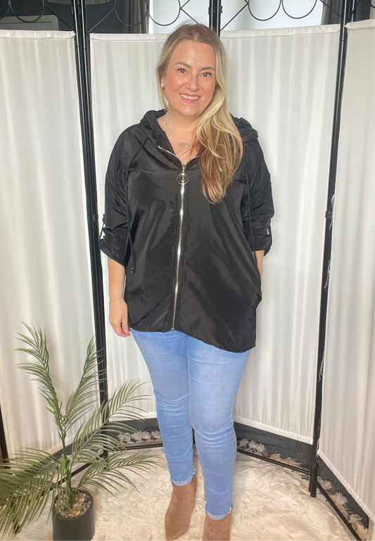 THE SHORT STYLE RAIN MAC - BLACK