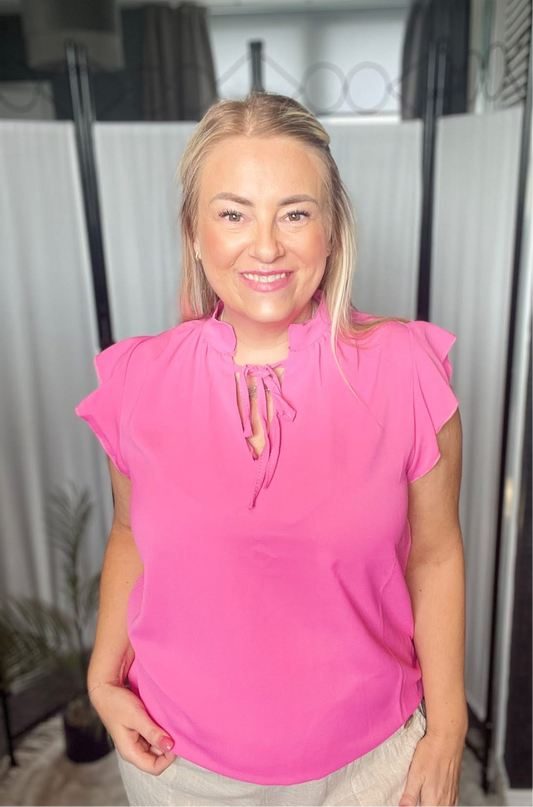THE ALISON FRILL SLEEVE BLOUSE - PINK