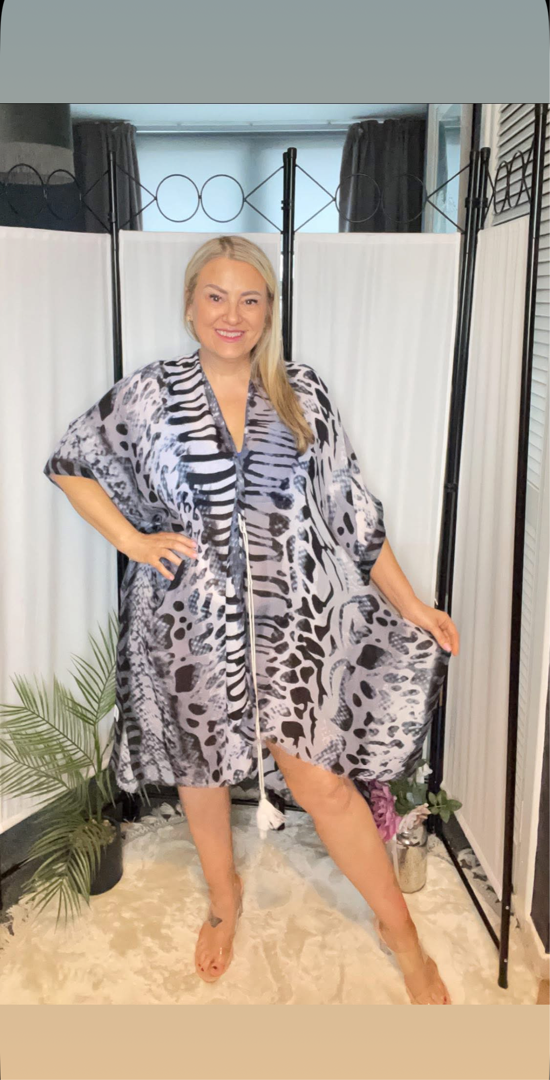 ANIMAL PRINT - BLACK AND WHITE KAFTAN
