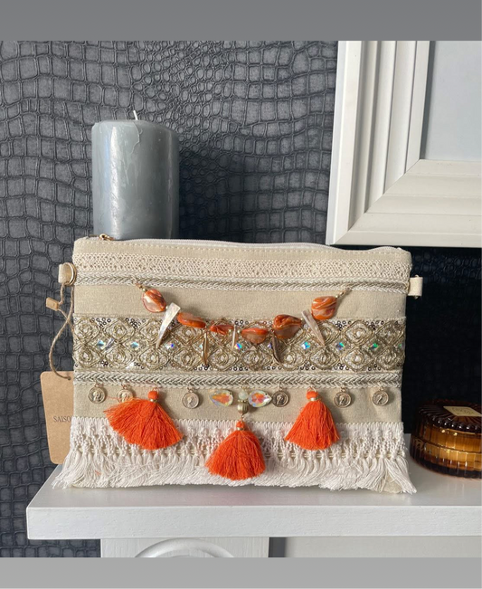 THE BOHO CLUTCH BAG - ORANGE