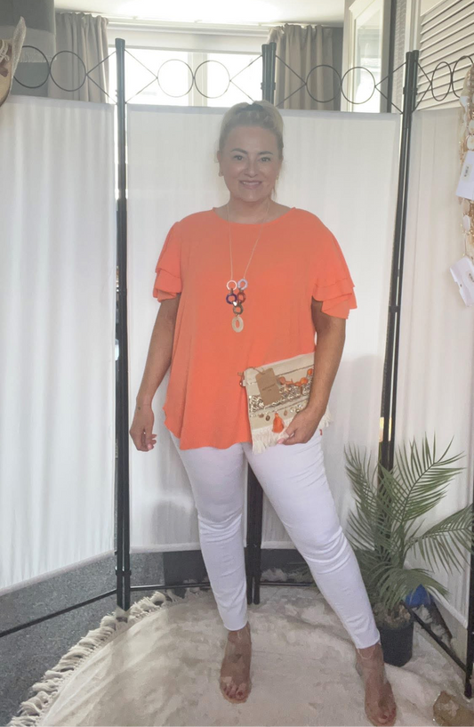 THE JENNA NECKLACE TOP - CORAL