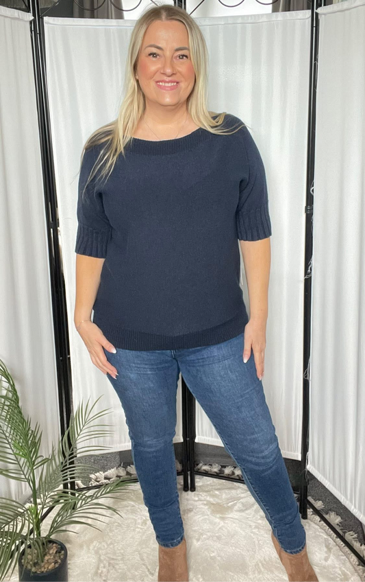 THE BILLIE SHORT SLEEVE JUMPER - NAVY