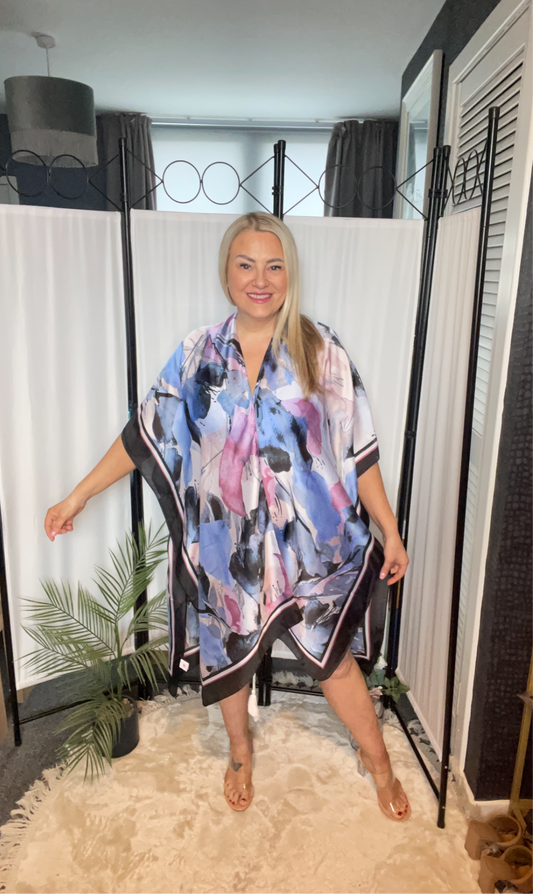 BLUE AND PINK FLOWER KAFTAN
