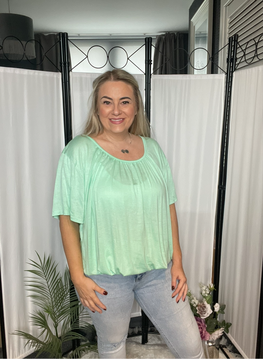 BUBBLE HEM TOP T-SHIRT STYLE - MINT