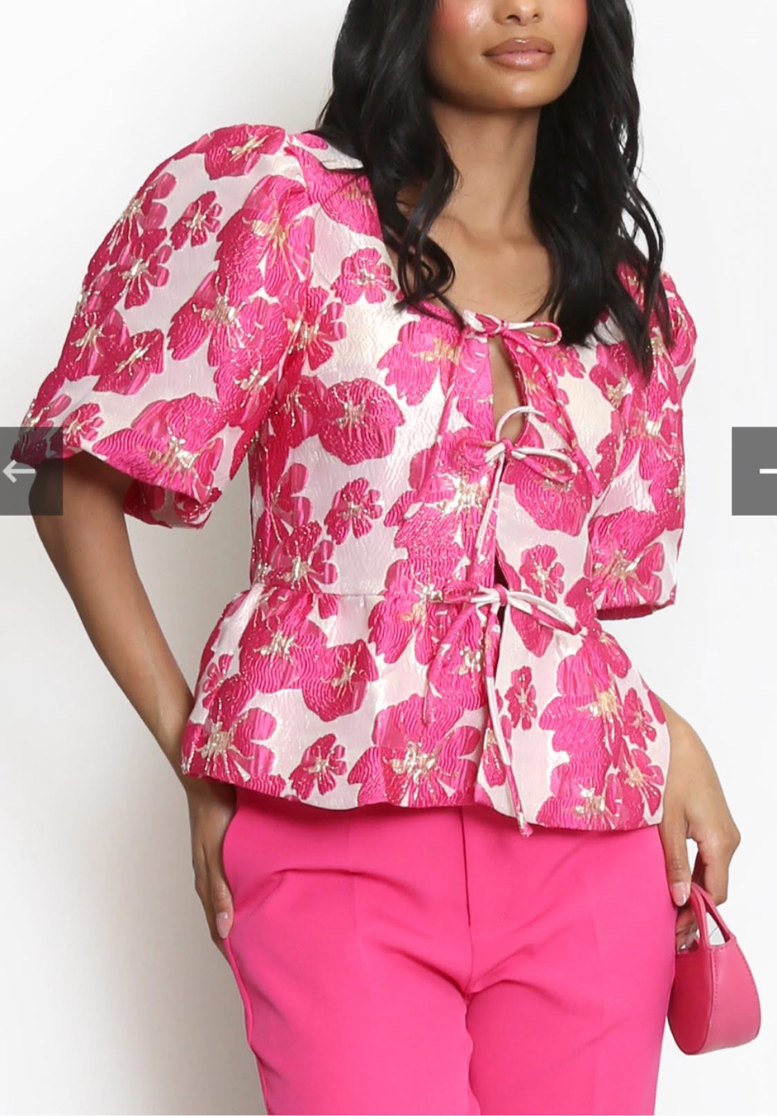 THE KIMBERLEY JACQUARD TOP - PINK AND GOLD