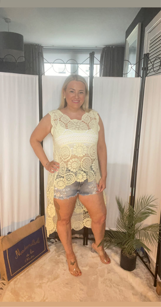 THE KAYLA CROCHET TOP - LEMON
