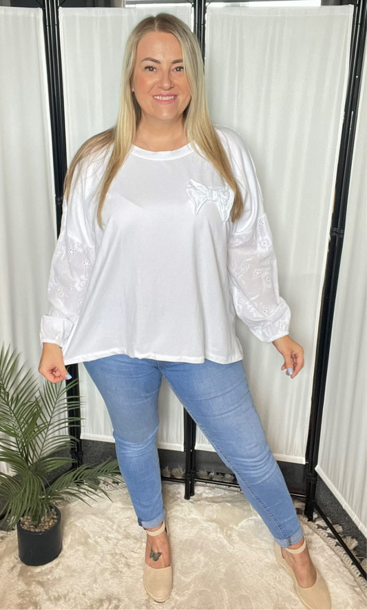THE NADIA EMBROIDERED TOP - WHITE