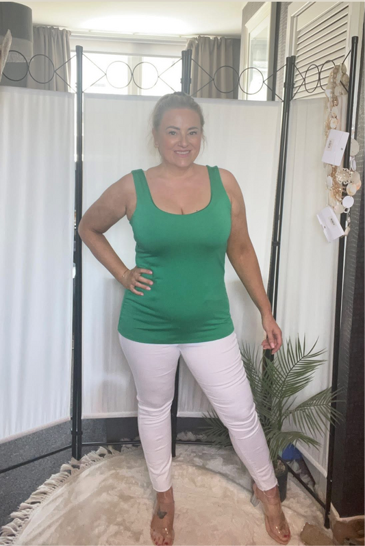DOUBLE LAYERED VEST TOP - JADE GREEN (STANDARD)