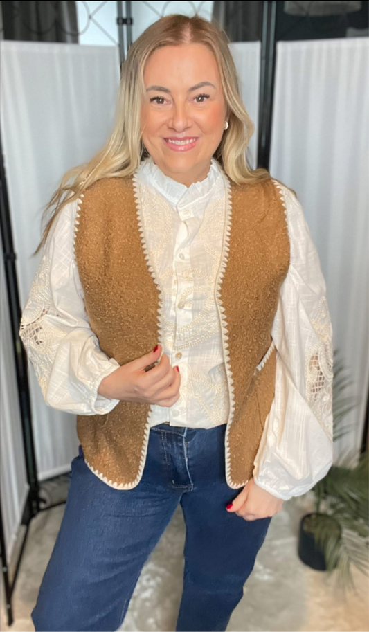 THE SHANIA WAISTCOAT - GOLDEN BROWN