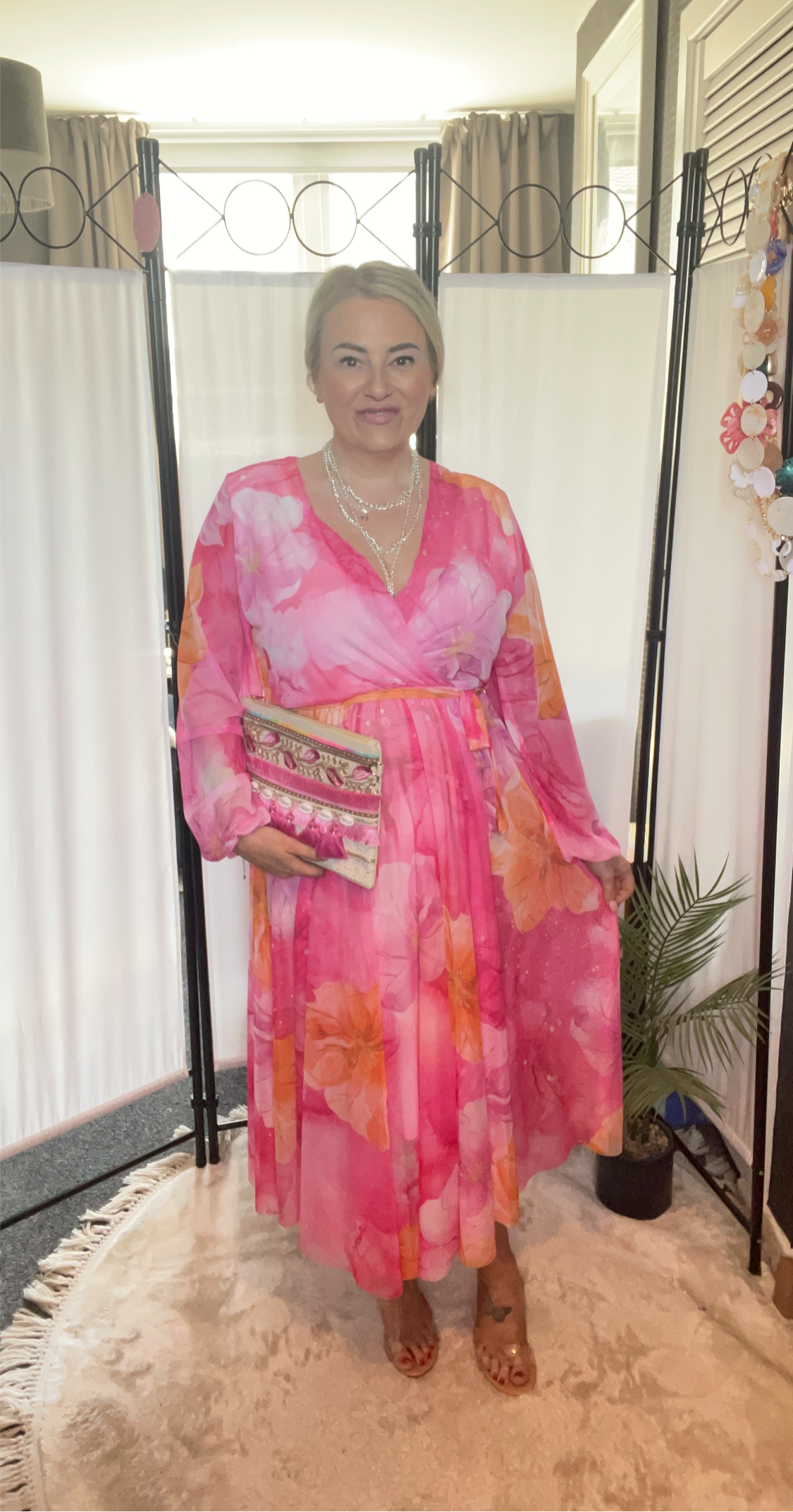 THE CHARLOTTE DRESS - PINK AND ORANGE FLORAL