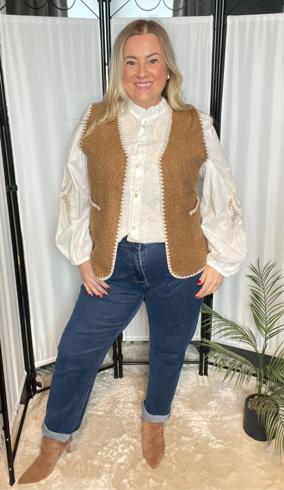 THE SHANIA WAISTCOAT - GOLDEN BROWN