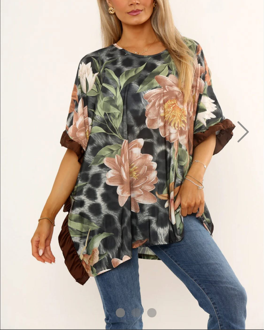 THE BRONWEN FLORAL OVERSIZED TOP (CURVE)