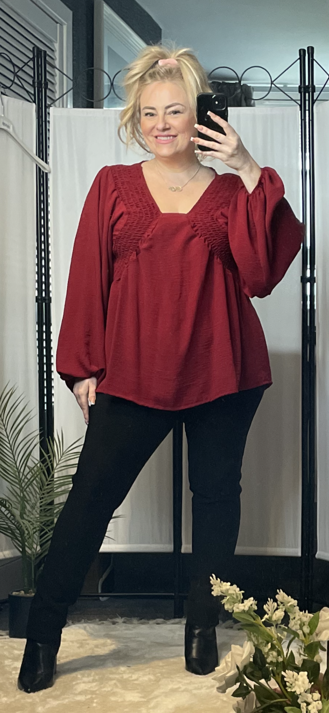 THE FREYA TOP - BURGUNDY
