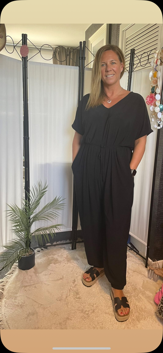 THE DAVINA JUMPSUIT - BLACK (CURVE RANGE) (TALL)