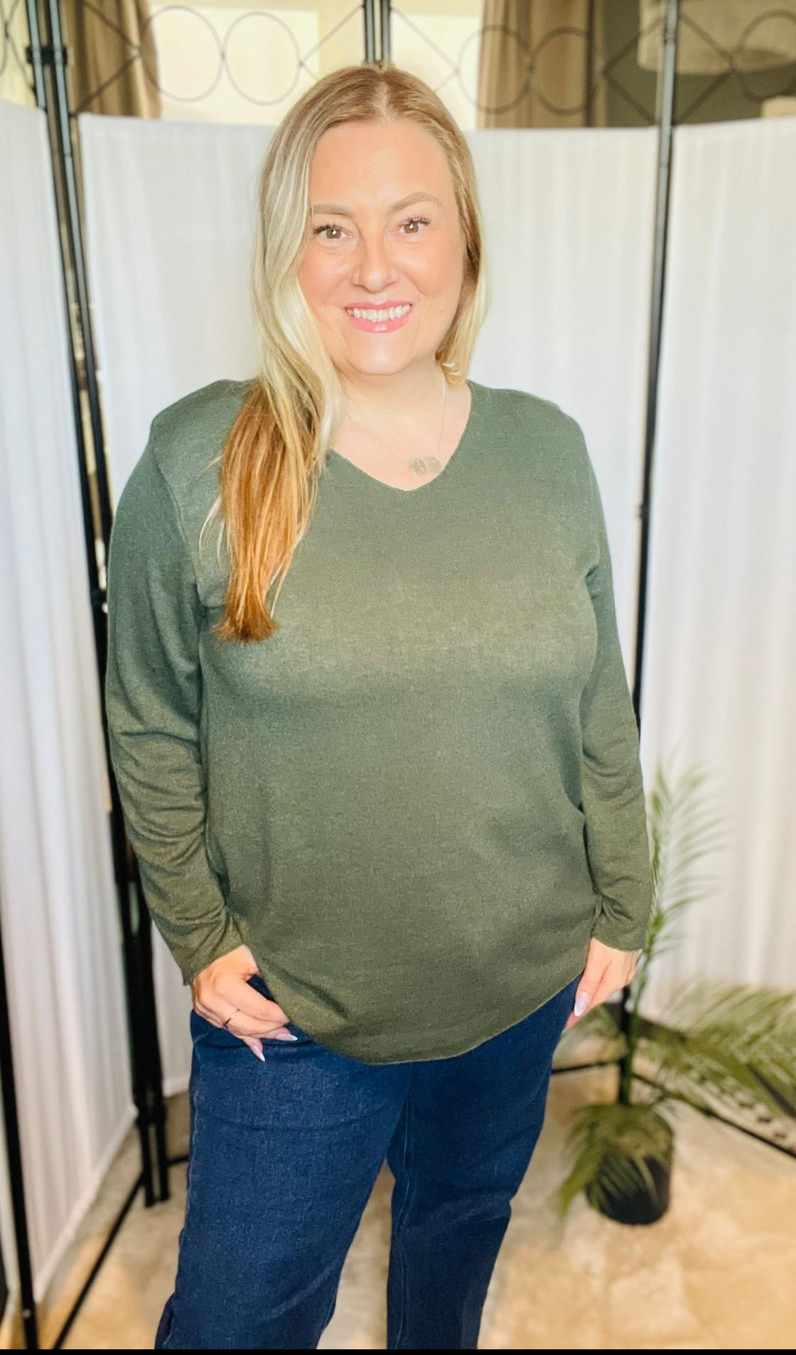 THE HANNAH NECKLACE TOP - FERN GREEN