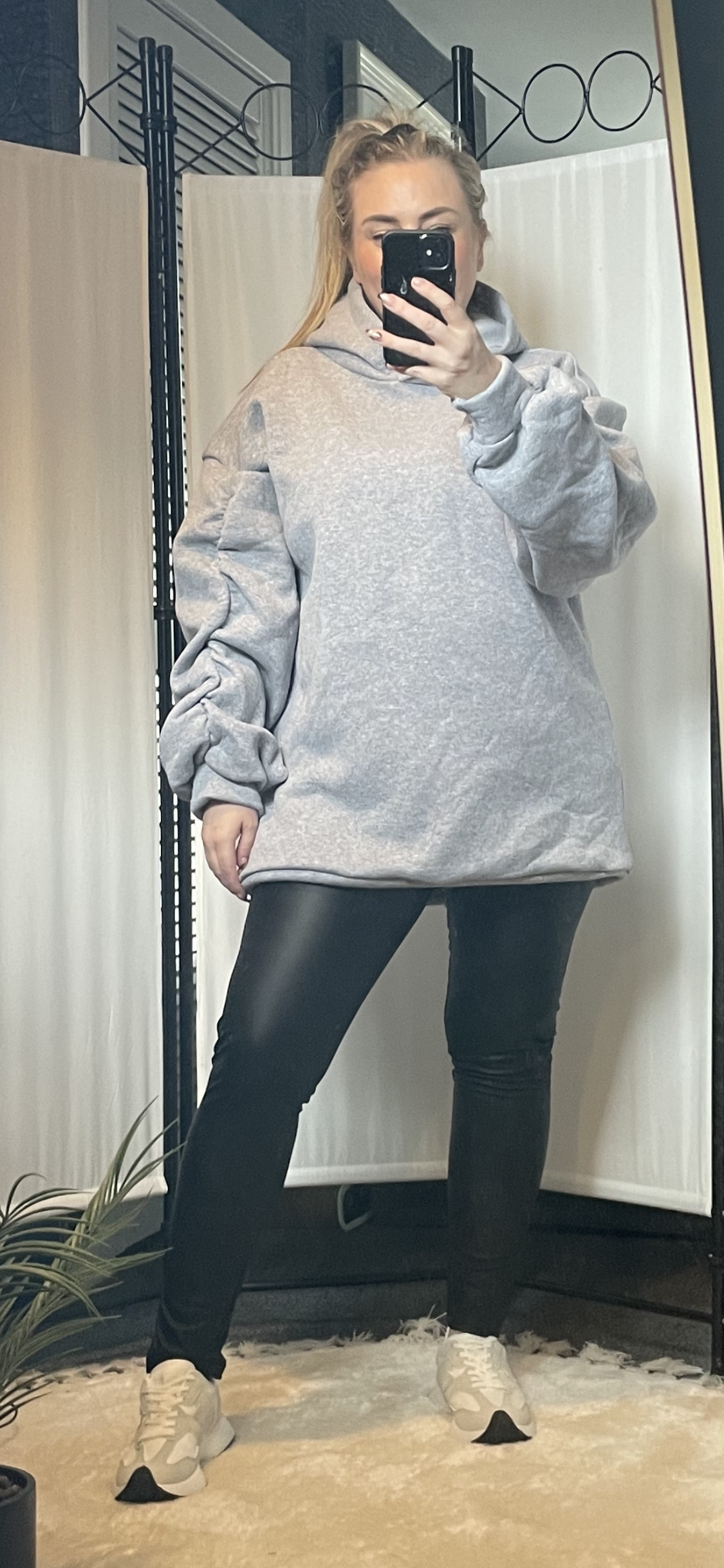 LONGLINE HOODIE - GREY MARL